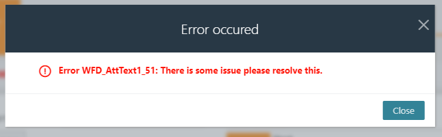 The displayed error message of the above definition.