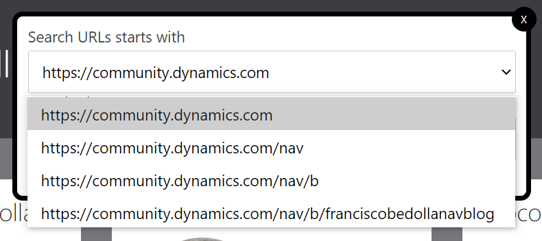 The drop down is populated using the different parts of the URL