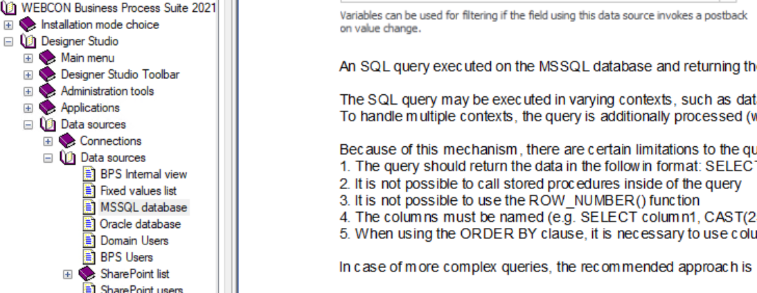 The quote is taken from the help of the `MSSQL database` data source.