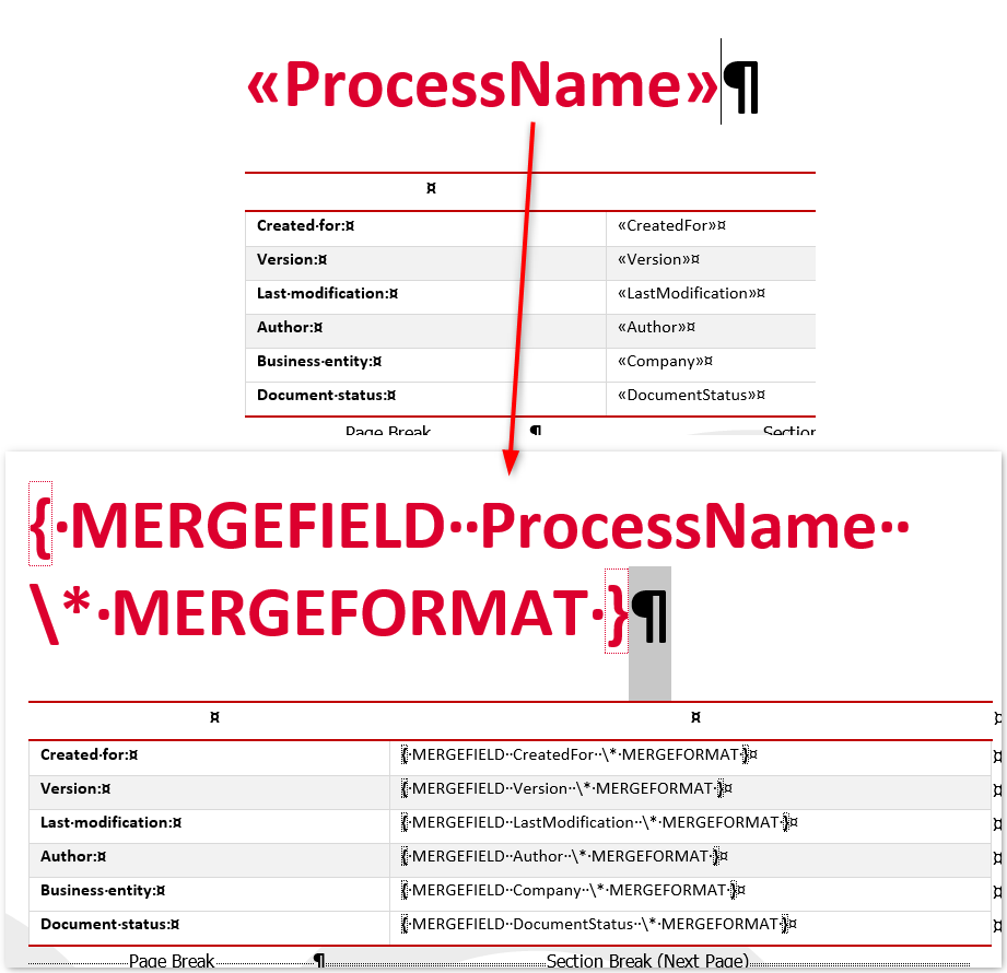 Placeholder `<<ProcessName>>` hides a field.