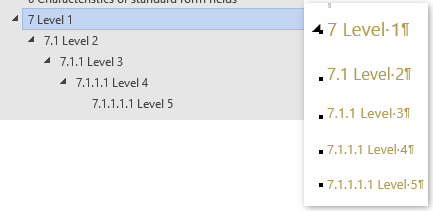 A generated documentation may have use heading style level 1-5.