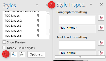 The `Style Inspector`can be opened from the `Styles` dialog.