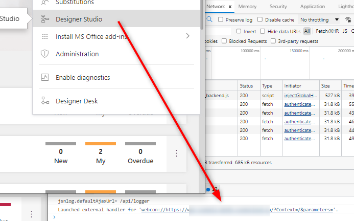 Protocol value is displayed as a log information in the browser developer tools.