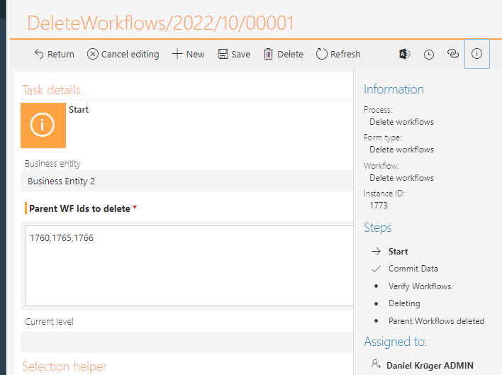 The ids of the parent workflows which should be deleted.