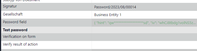 The entered password is encrypted and stored in a JSON.