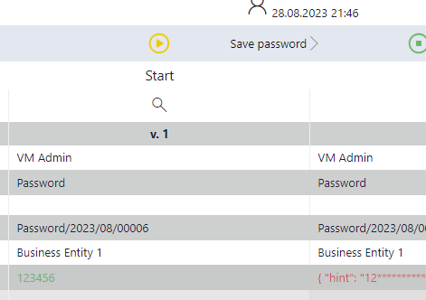 Original password was stored using OnBeforeElementSave