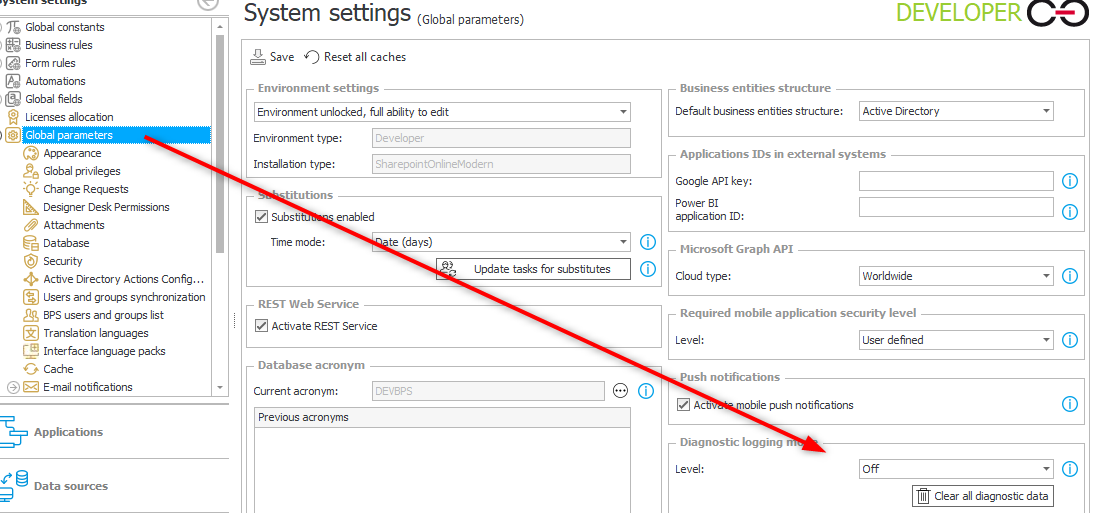 Deactivate the debugging as soon as you are finished.