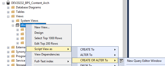 Select create or alter from the context menu.