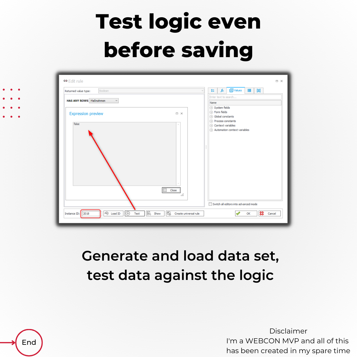 Test logic before saving