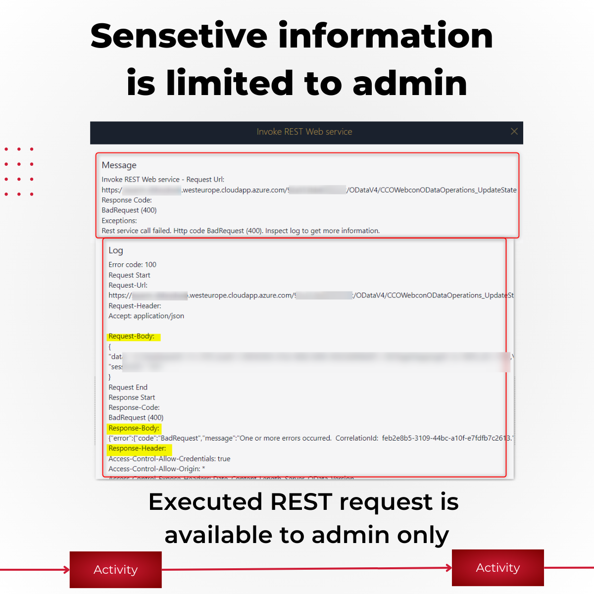 Sensitive log information are restricted to admins
