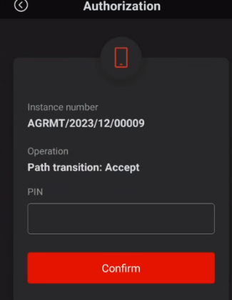 User authenticates a path transition via PIN