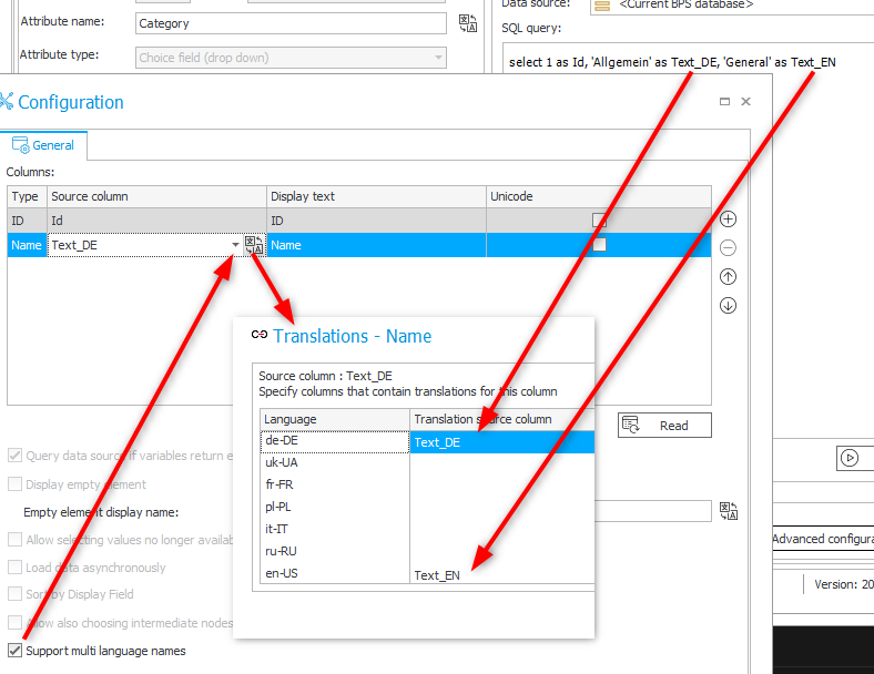 Providing translations for attachment categories