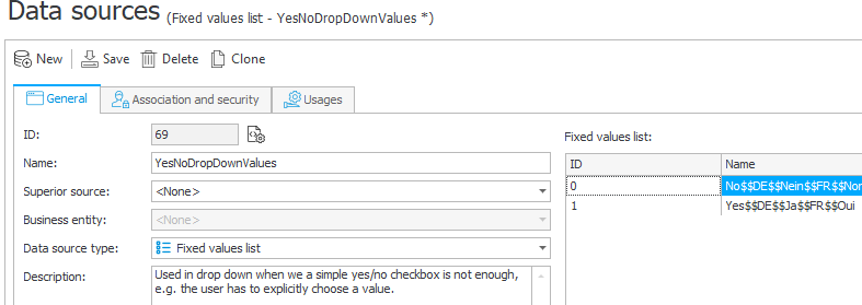 Example of a multilingual choose field value.