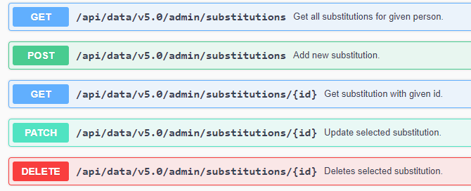 Substitution REST API