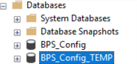 BPS_Config_Temp is a copy of the source environment.