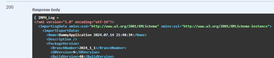 2024.1.1.48 has a little error in the logs response. The XML is not wrapped in double quotes