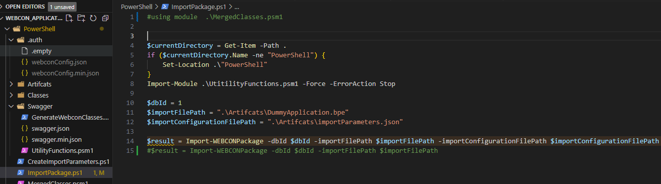 Configuration of the import script.