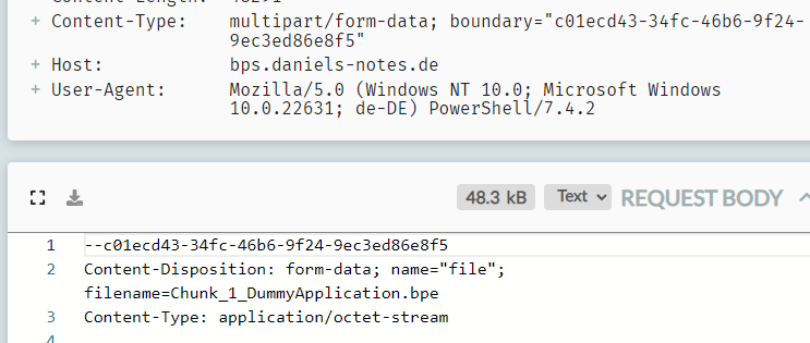 Working multi part from PowerShell