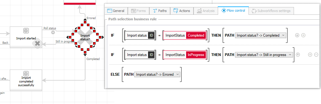 Creating a loop to wait for the completion of the import.