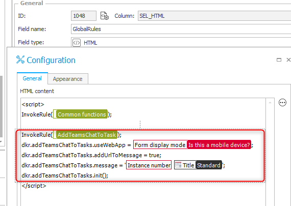 The lines in the rectangle are executing the form rule with use case depending parameters.