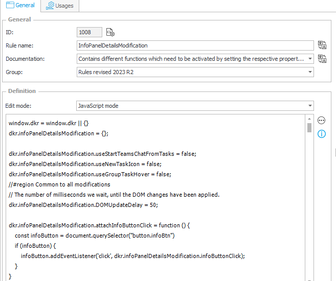 The global form rule for handling all changes to the details tab of the info panel.