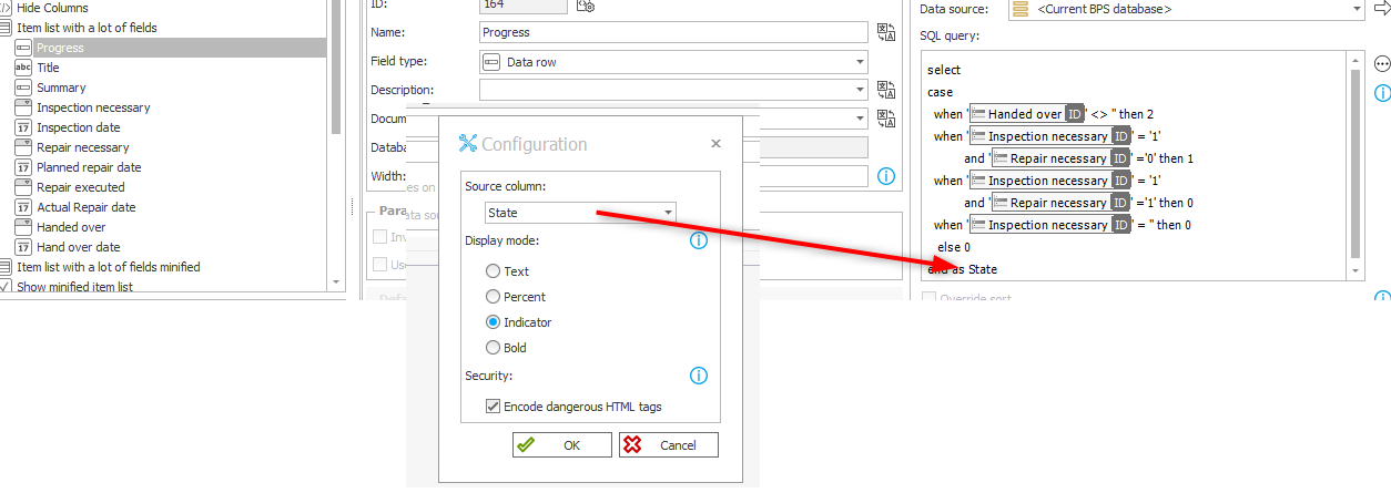 Showing a progress column for an item list row.