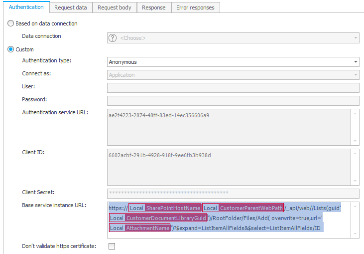 Upload file to SharePoint: Authentication