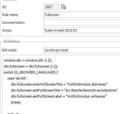 The global form rule for loading the full screen logic.