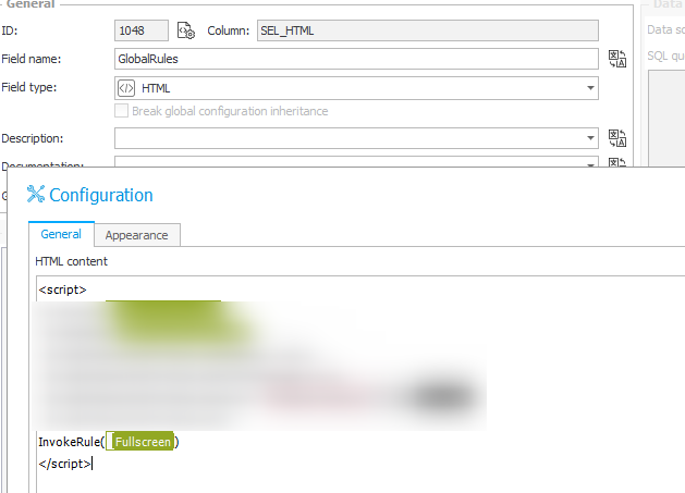 Loading the full screen form rule logic.