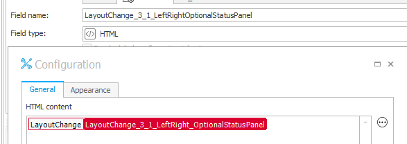 Choose a constants as the only HTML content in the advanced configuration.