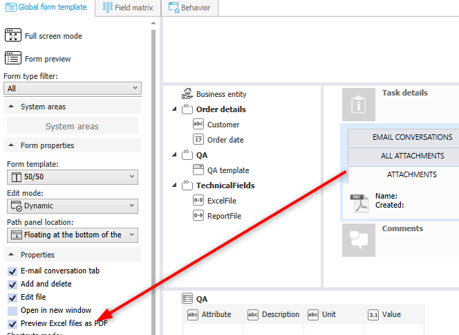 Activate the preview of Excel files