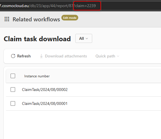Only the tasks of claim 2239 are displayed.