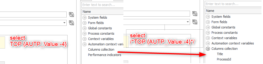 Active `TOP` clause will prevent loading the columns.