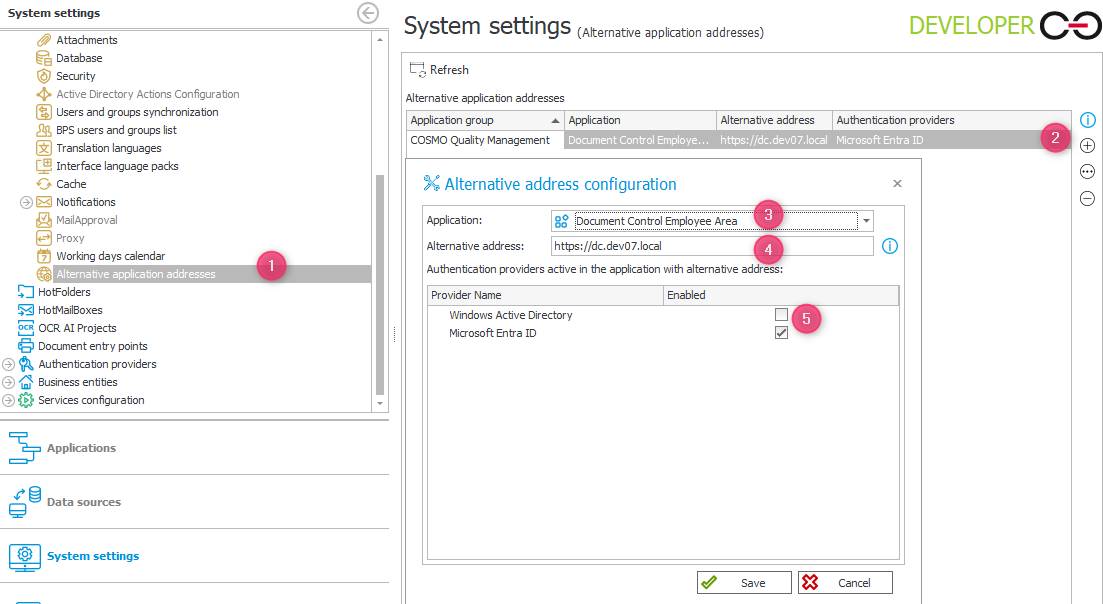 WEBCON setup for publishing the application on another URL.