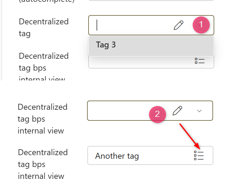 Select existing values, or create a new one
