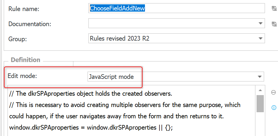 Adding JavaScript to a global form rule.