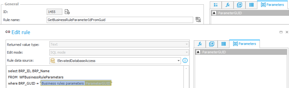 GetBusinessRuleParameterIdFromGuid definition