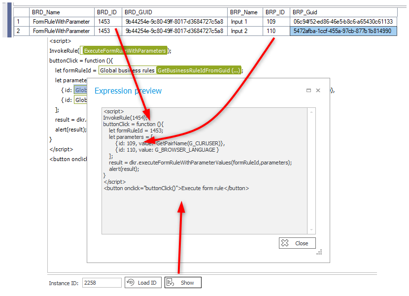 Result of the HTML field.