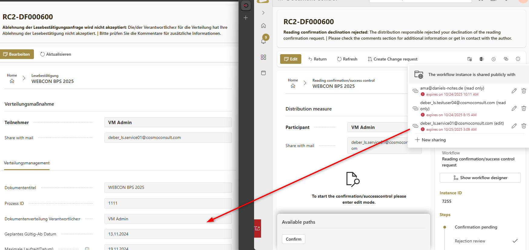 Quick path is not visible for a user with a shared link, even with edit privileges.