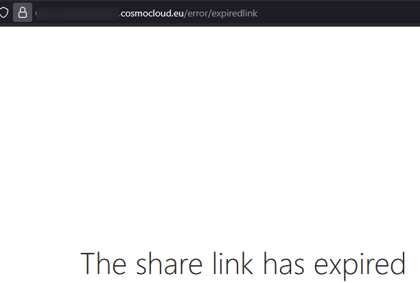 User friendly error message, when the link expires.
