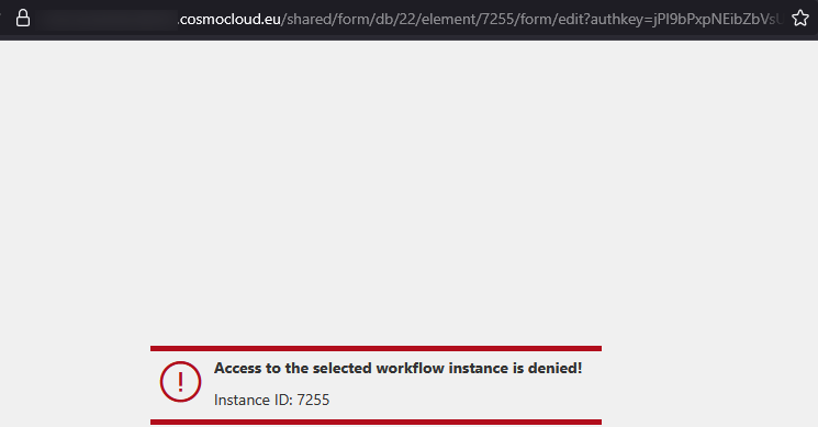 I would have preferred a more user friendly message, especially for external users.