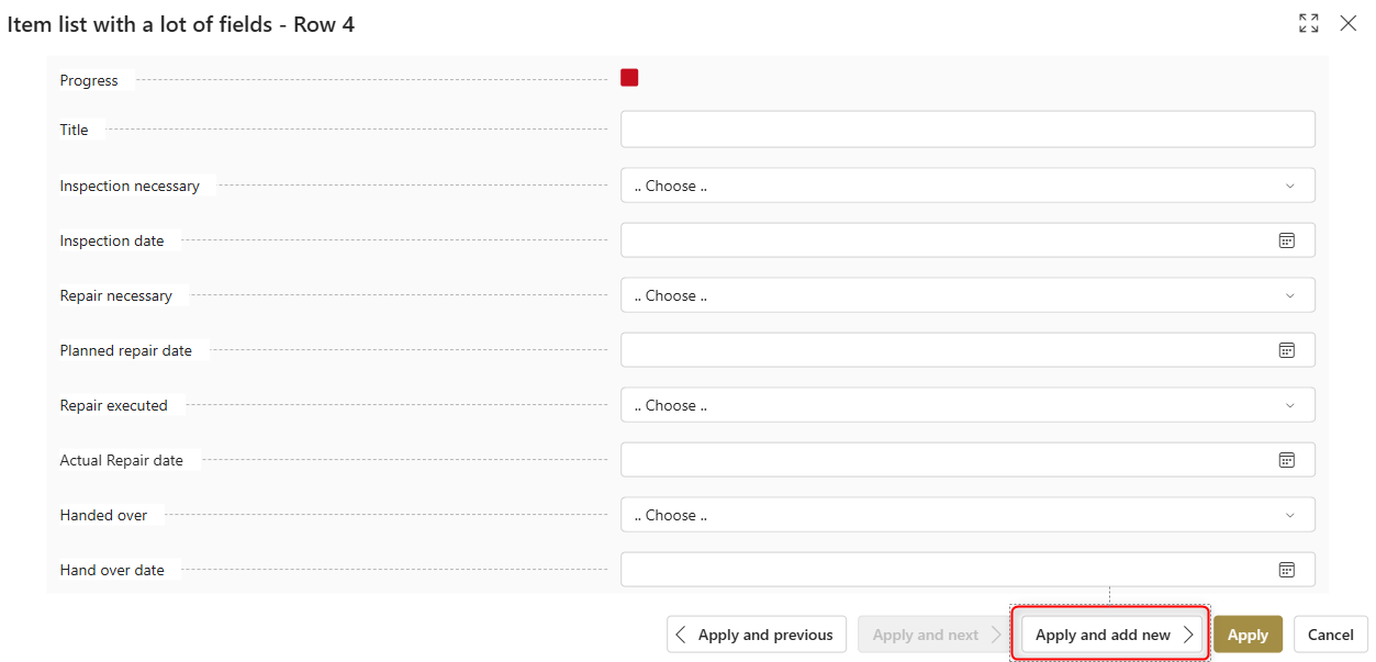 `Apply and add new` button has been added.