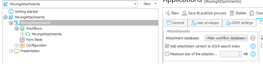 Standard process which stores attachment in content db.