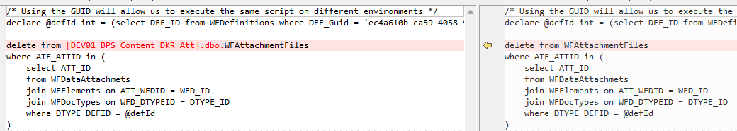Difference between the statements for deleting the attachment files.
