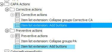 The button generation fields are placed below the item list.