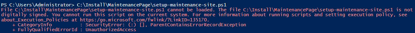 An error which is thrown, if you want to execute the blocked file.