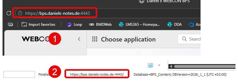 Adding the port will allow you to still access the WEBCON BPS page via Browser (1) and Designer Studio (2).
