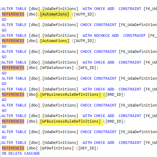 Foreign key tables which also have DEFID column