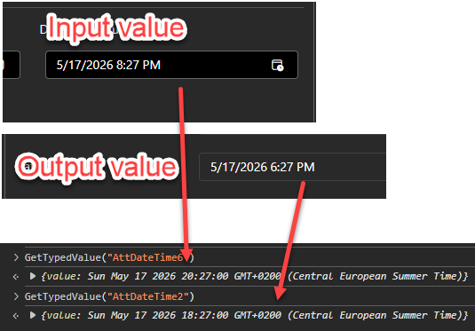 The input value differs from the unprocessed input value 