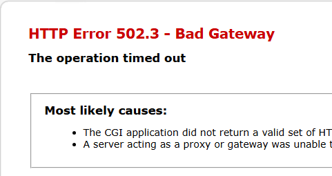 I couldn't find any further information for the 502.3 error